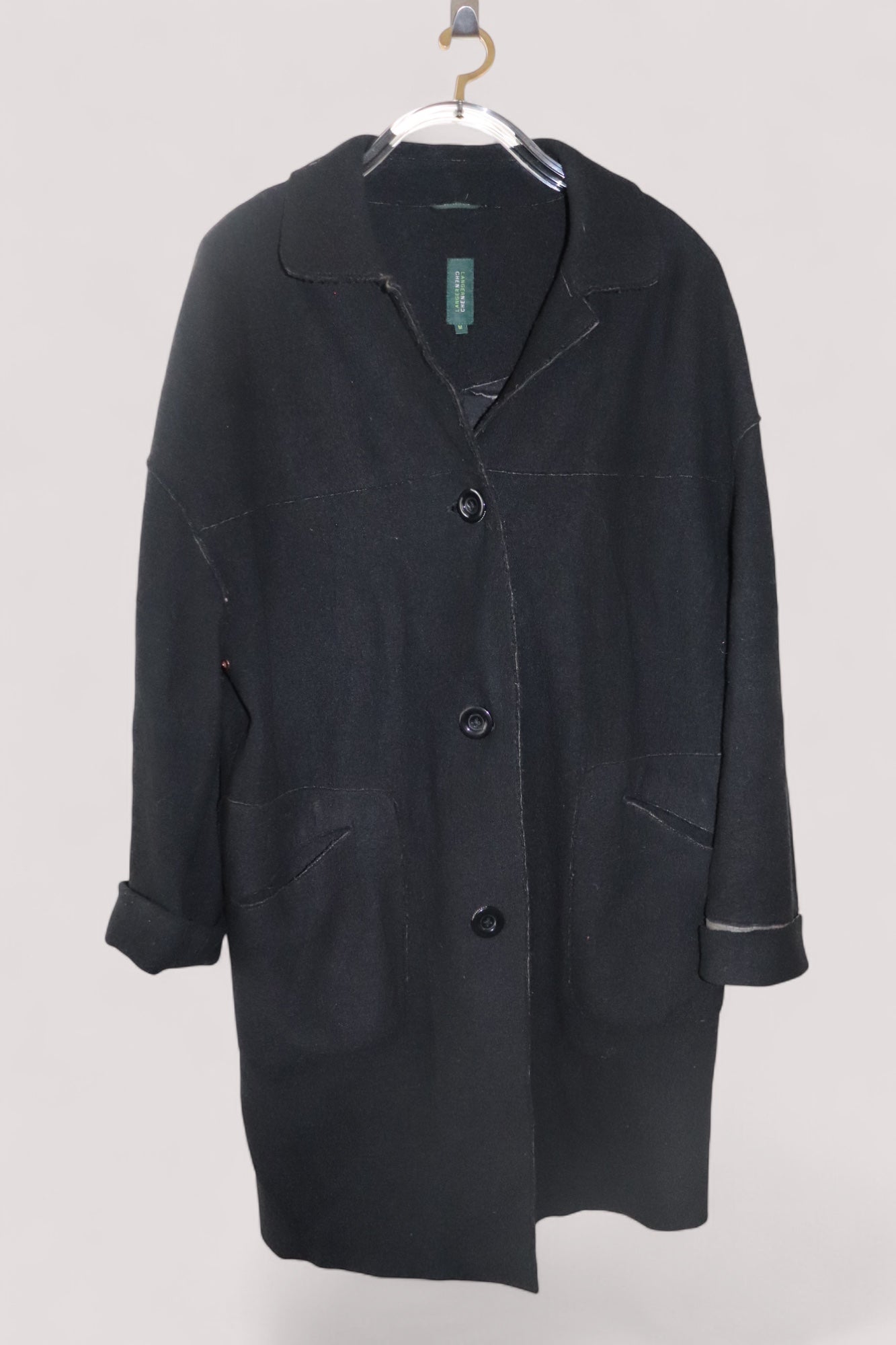 LangerChen Damen Wollmantel Coat winddicht Parka Jacke + Wolle bis Größe M