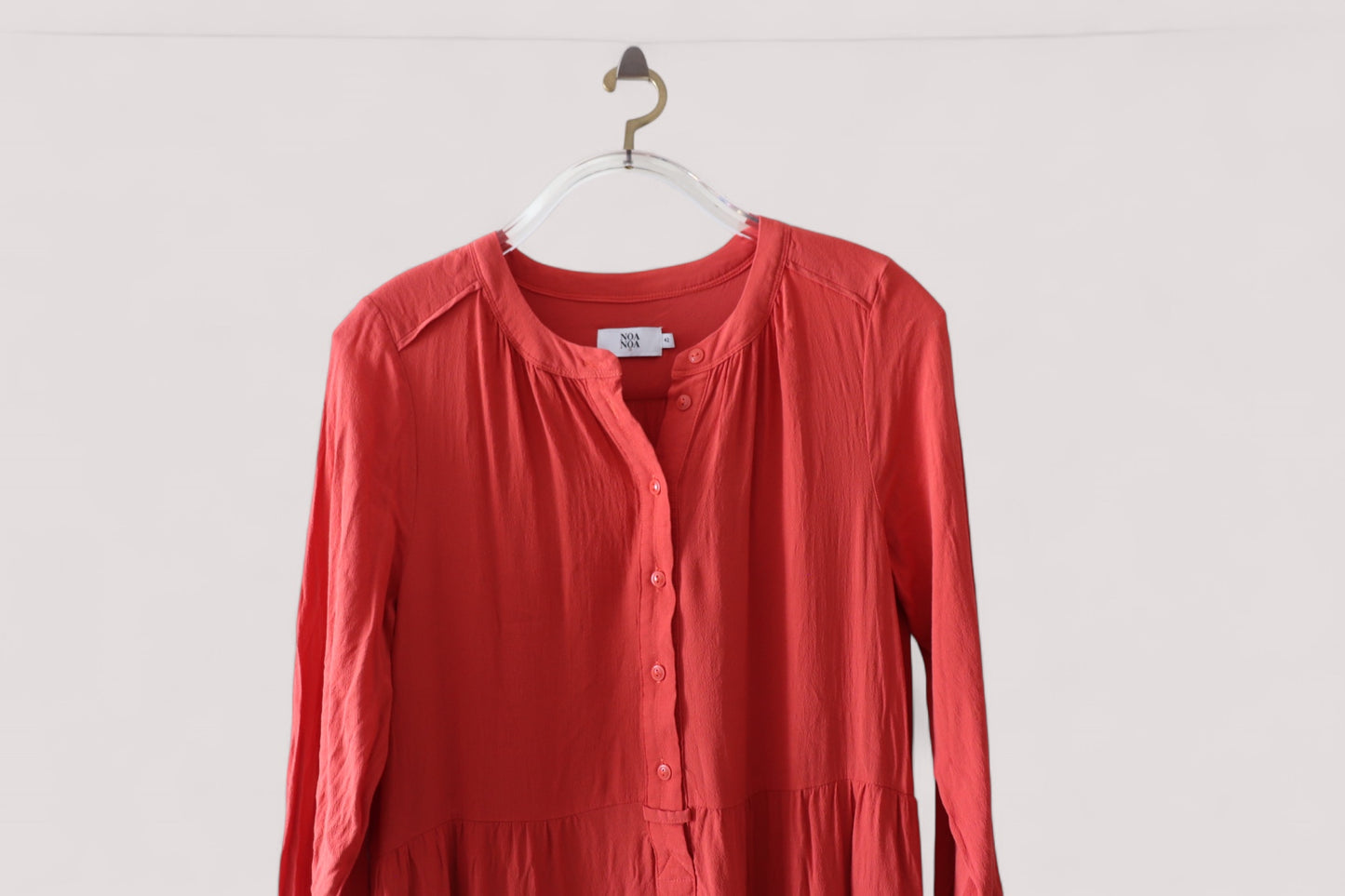 Noa Noa Damen Kleid Hemdblusenkleid 100% Viskose Koralleton 42