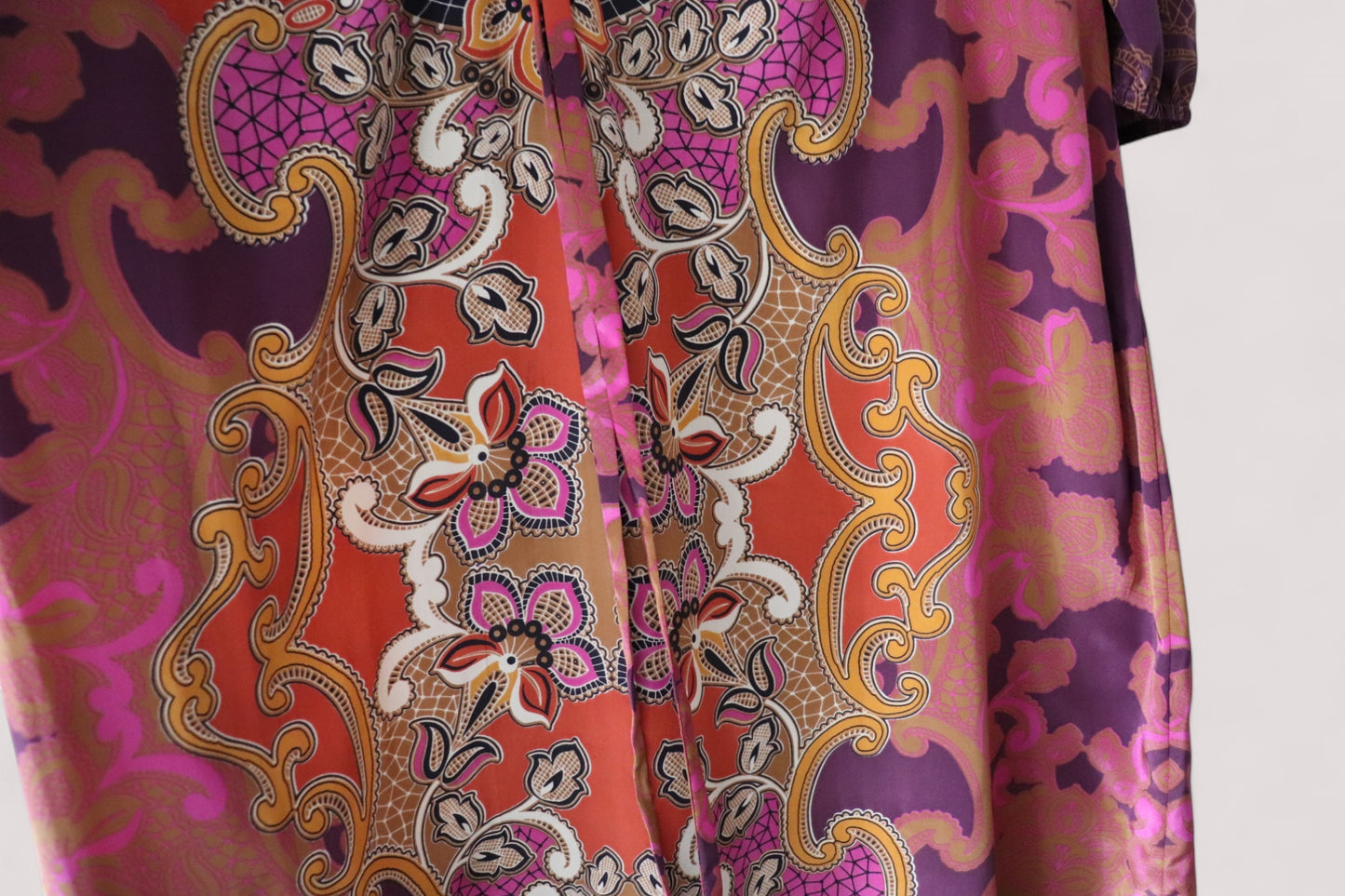 Monsoon Damen Kleid 44 Hippie Muster satinglänzend neuwertig