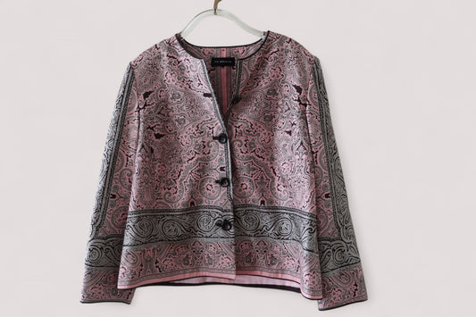 TH.Braun Jacke Rosé Schwarz + 100% Seide Frühling Damen 42