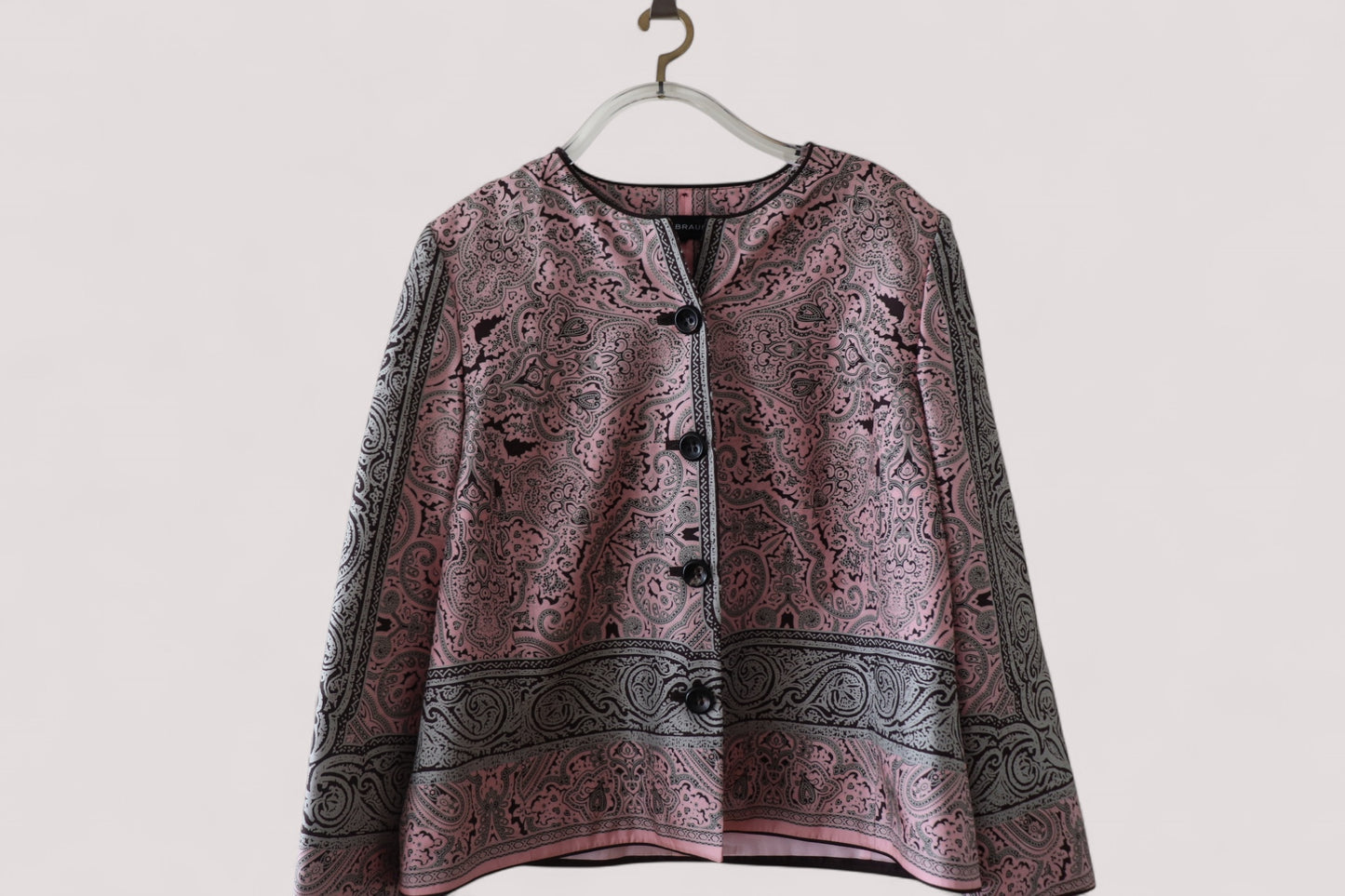 TH.Braun Jacke Rosé Schwarz + 100% Seide Frühling Damen 42