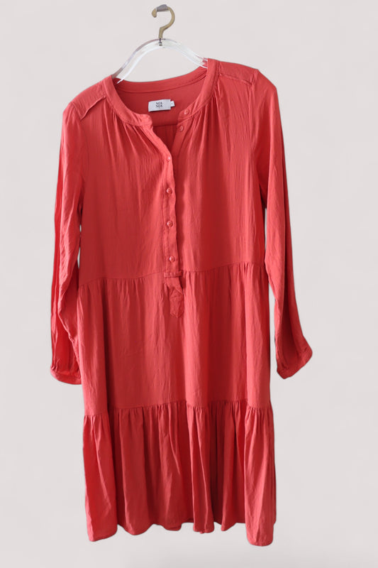 Noa Noa Damen Kleid Hemdblusenkleid 100% Viskose Koralleton 42