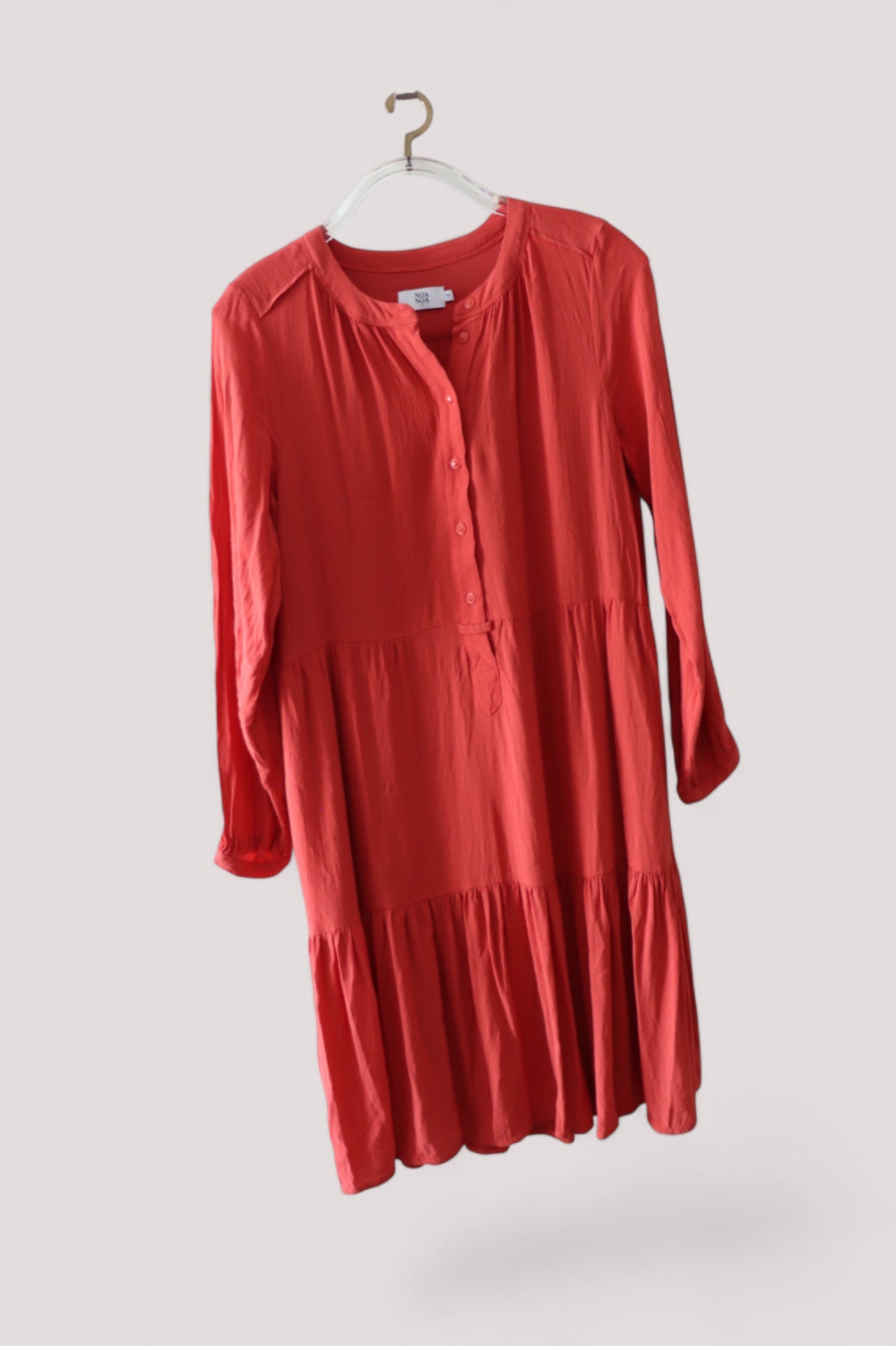 Noa Noa Damen Kleid Hemdblusenkleid 100% Viskose Koralleton 42